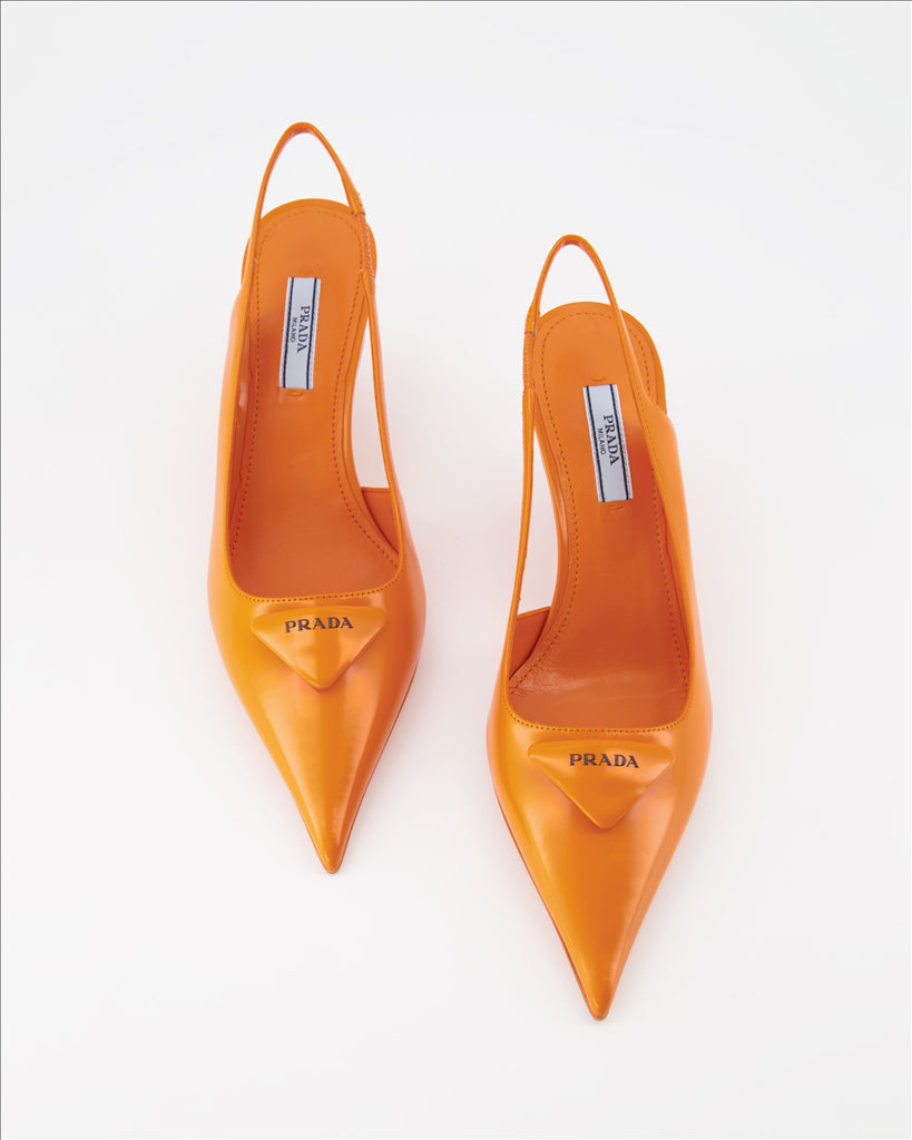 Baskets Escarpins Triangle Prada Orange Femme