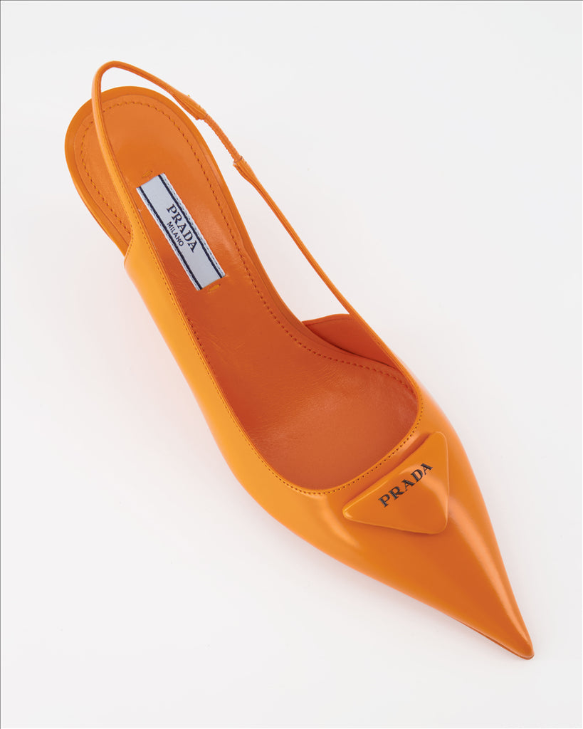 Baskets Escarpins Triangle Prada Orange Femme