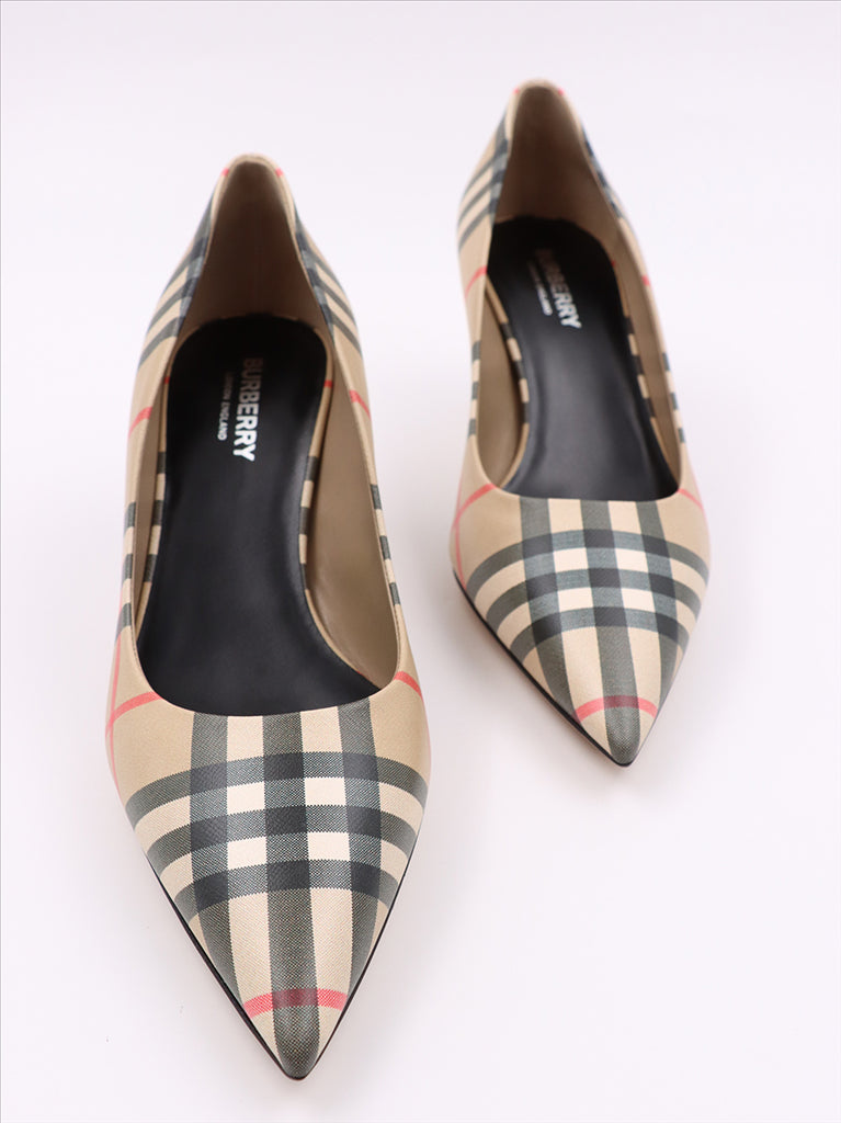 Sneaker Escarpins Vintage à carreaux Burberry Beige Femme