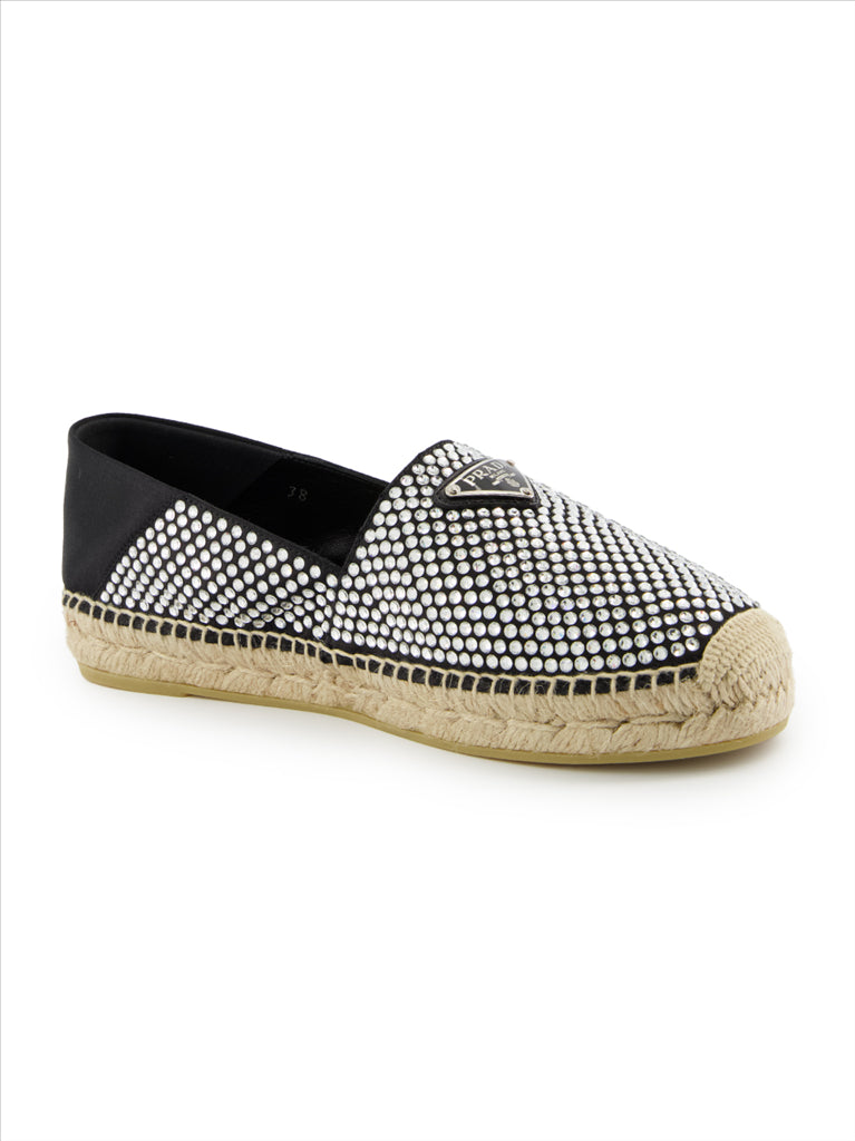 Espadrilles Espadrilles à strass Prada Argenté Femme