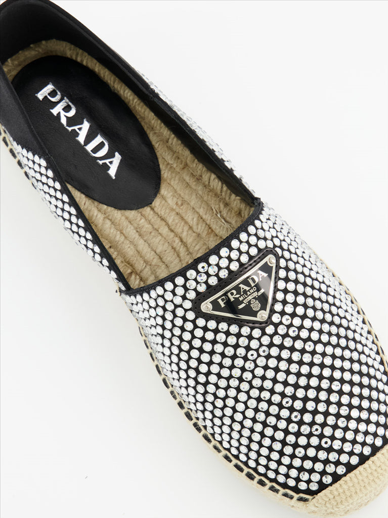 Espadrilles Espadrilles à strass Prada Argenté Femme