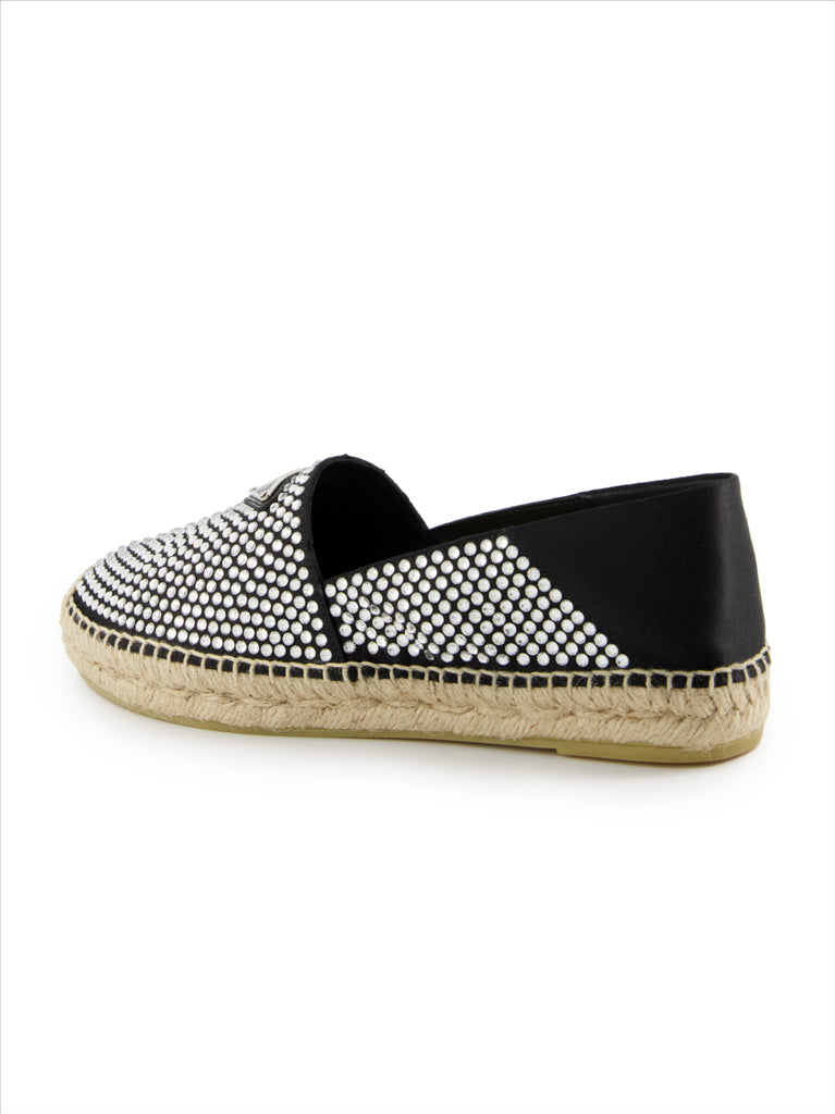 Espadrilles Espadrilles à strass Prada Argenté Femme