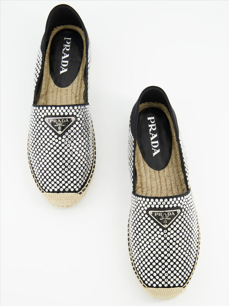 Espadrilles Espadrilles à strass Prada Argenté Femme