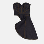 Haut corset asymétrique en jeans