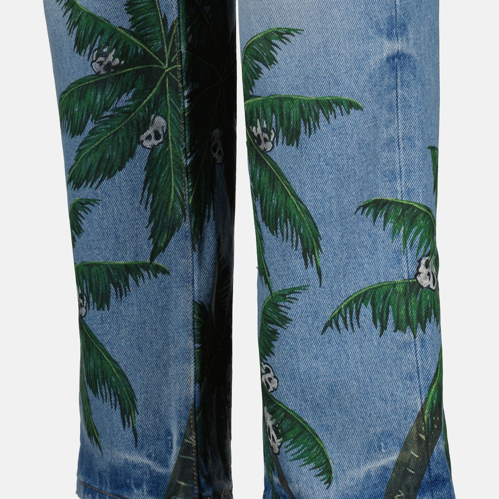 Hosen Jean Palm Tree Palm Angels Blau Homme