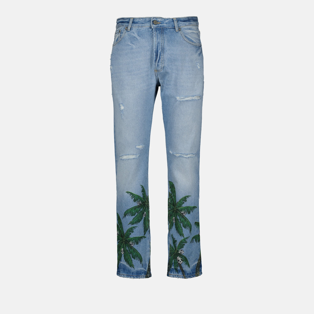 Hosen Jean Palm Tree Palm Angels Blau Homme