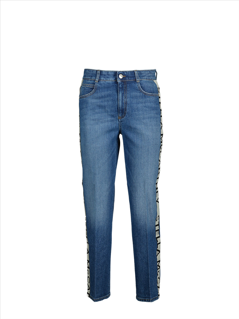 Hosen Jeans à bande logo Stella McCartney Blau Femme