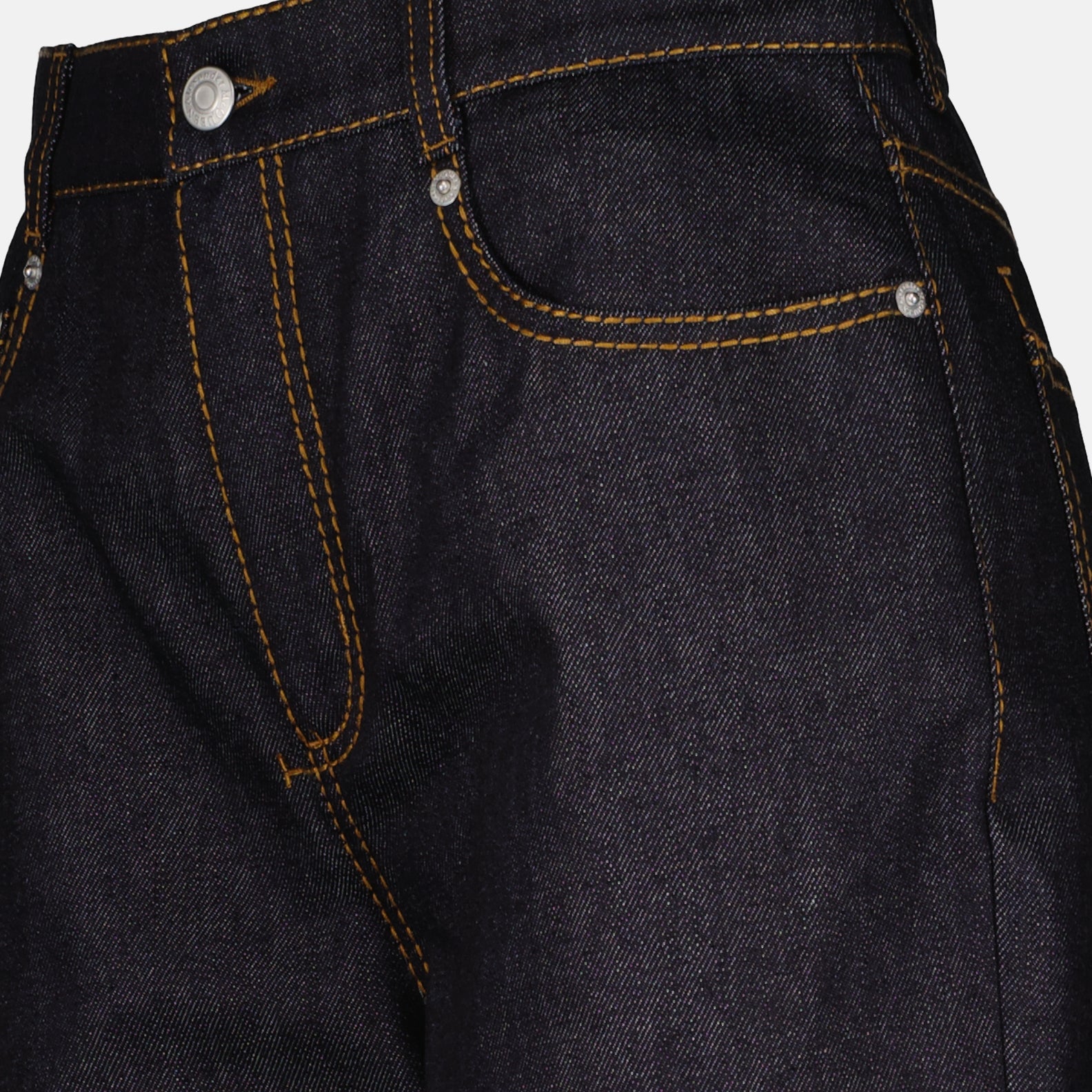 Jeans taille haute à revers bleu