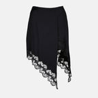 Jupe asymétrique à bords en dentelle