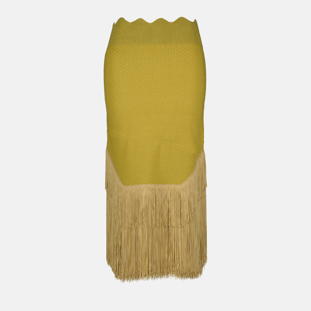 Röcke Jupe maxi à franges Victoria Beckham Khaki Femme