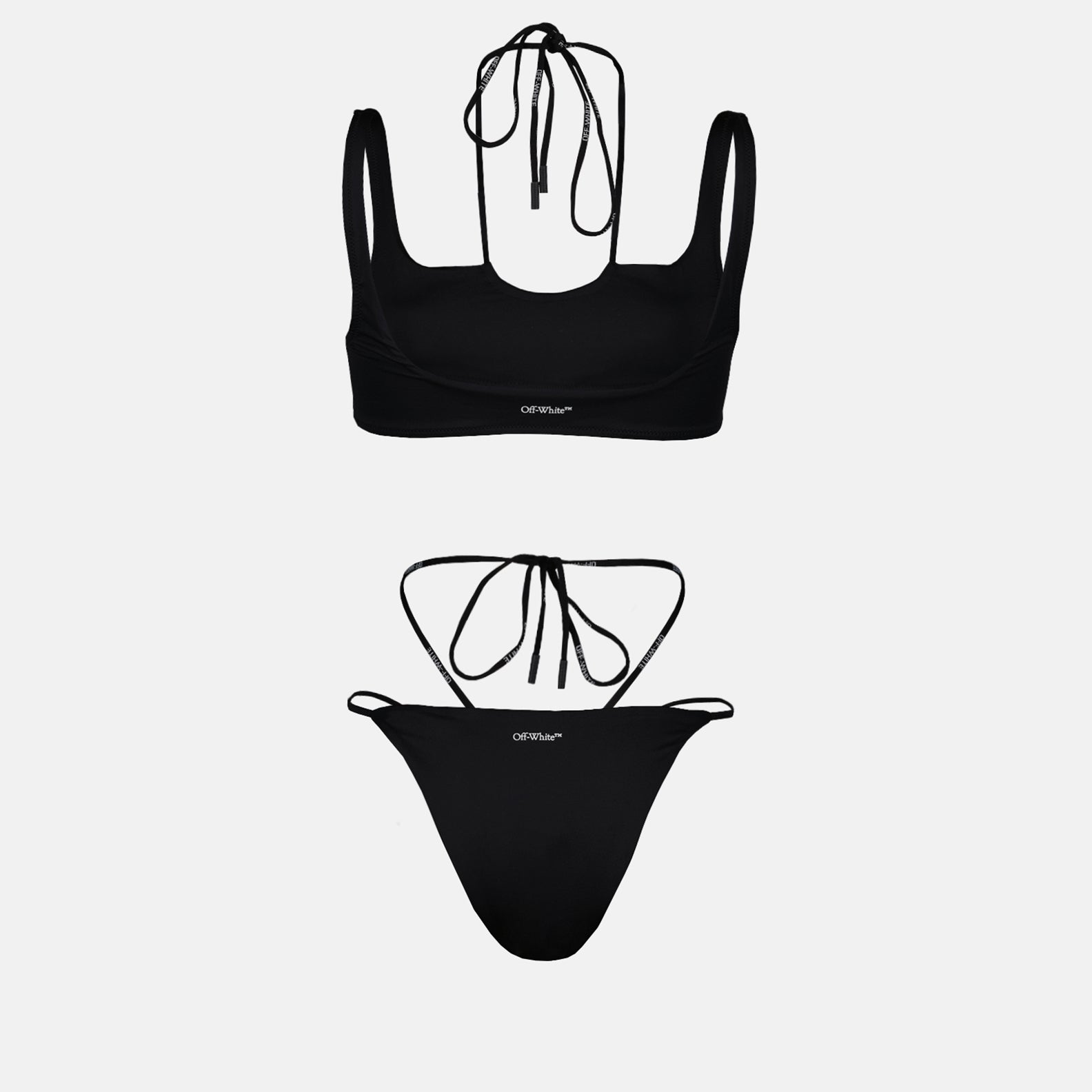 Moda mare Costume da bagno Cross Coulisse Off-White Nero Femme