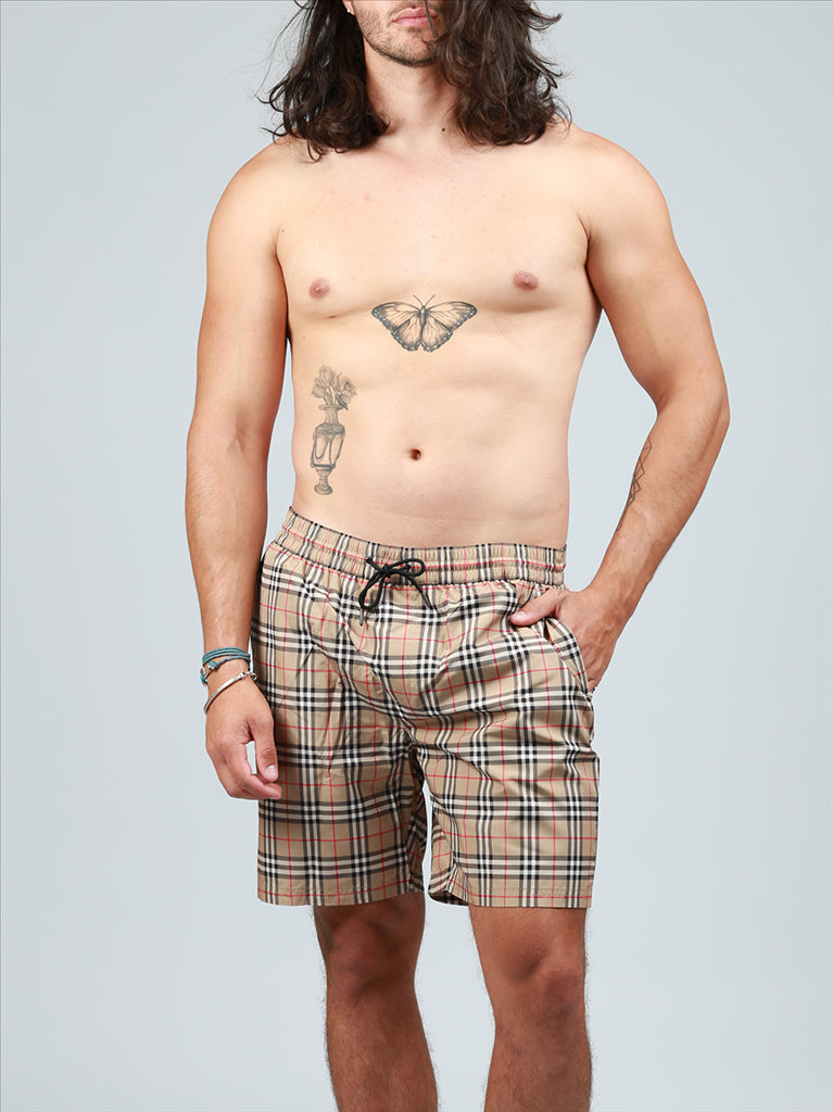 Beachwear Checked swimsuit Burberry Beige Man