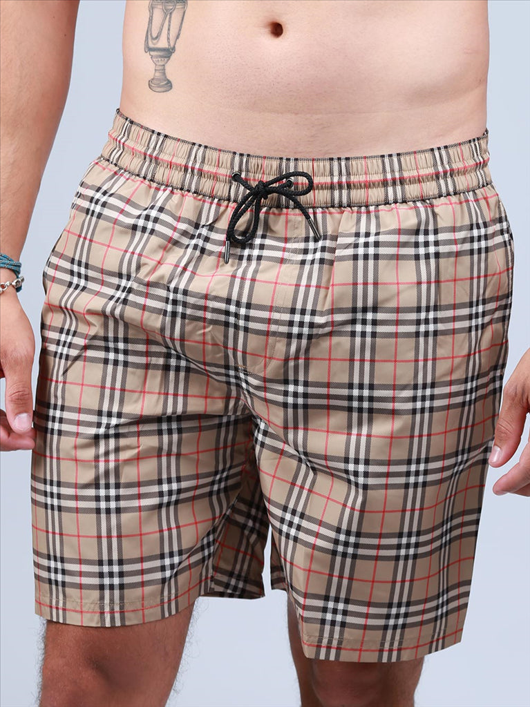 Beachwear Checked swimsuit Burberry Beige Man