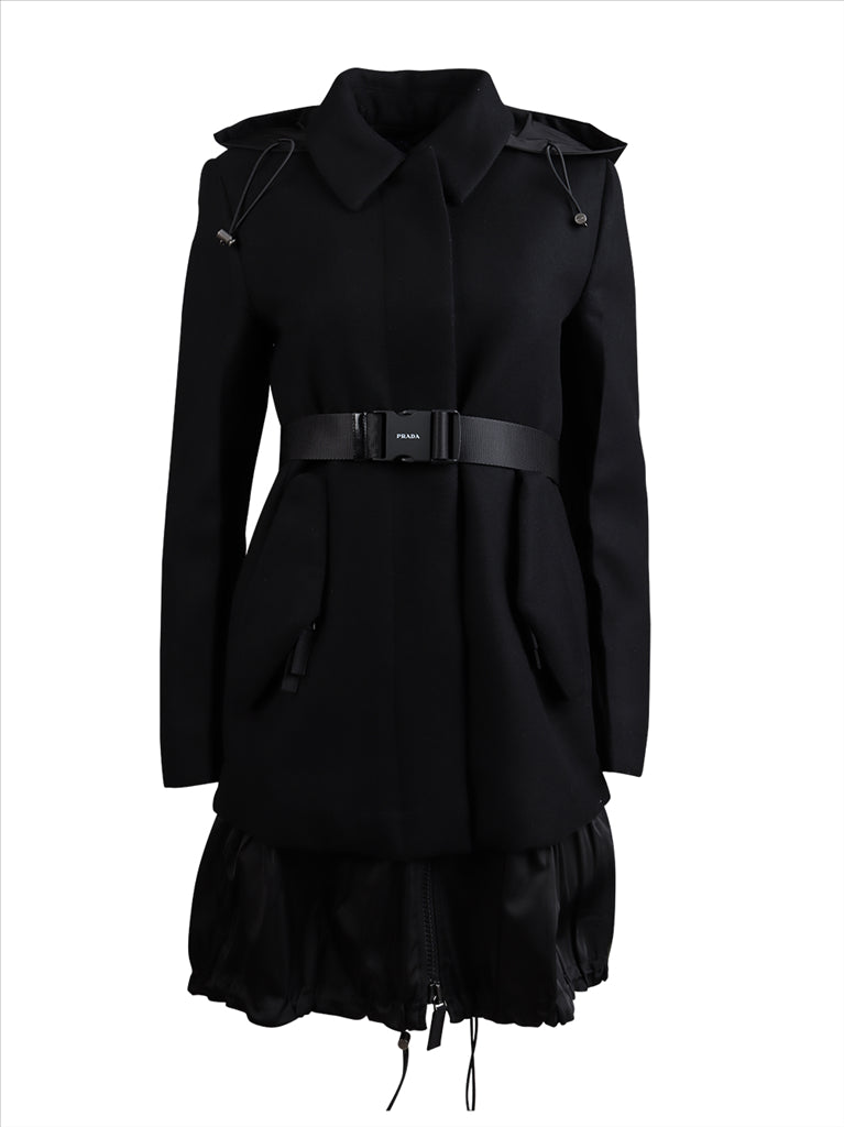 Mäntel Manteau bi-matière Prada Schwarz Femme