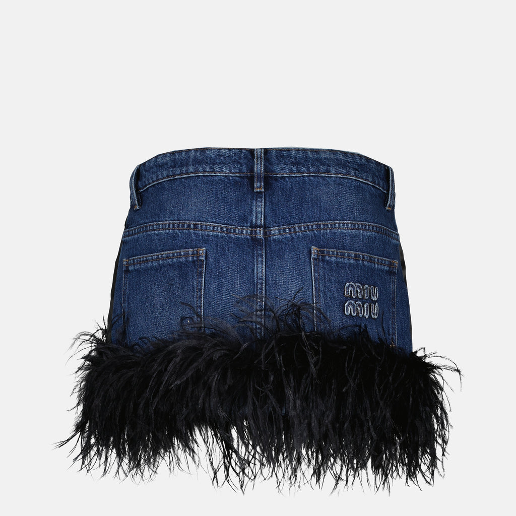 Saias Mini-jupe à plumes Miu Miu Azul escuro Femme