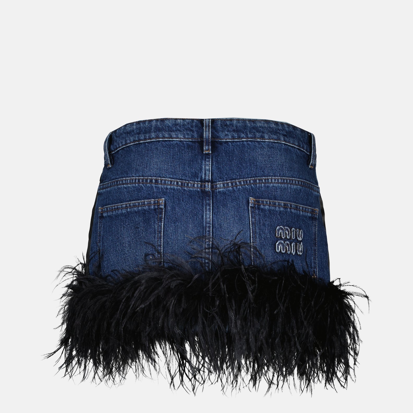 Saias Mini-jupe à plumes Miu Miu Azul escuro Femme