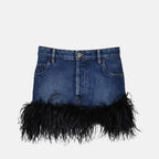 Saias Mini-jupe à plumes Miu Miu Azul escuro Femme