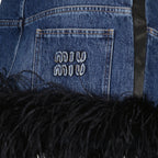 Saias Mini-jupe à plumes Miu Miu Azul escuro Femme