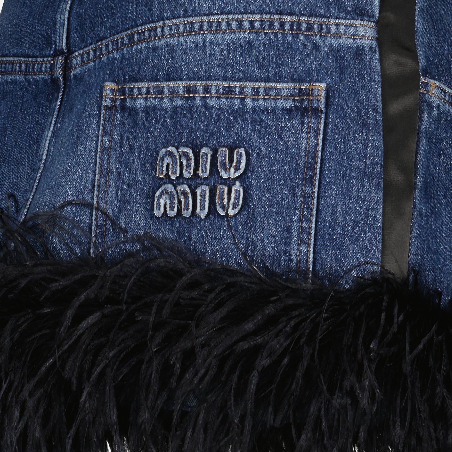 Saias Mini-jupe à plumes Miu Miu Azul escuro Femme