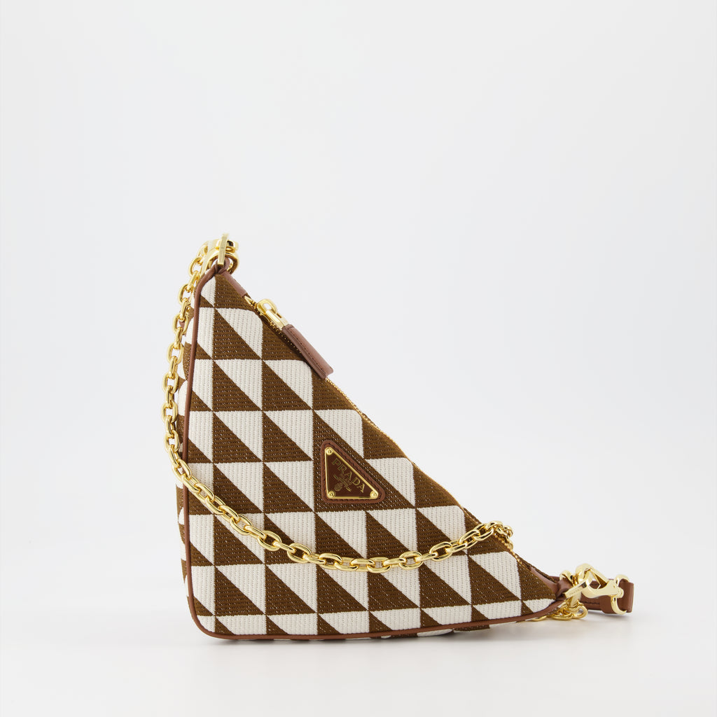 Mini sac en jacquard brodé noir beige