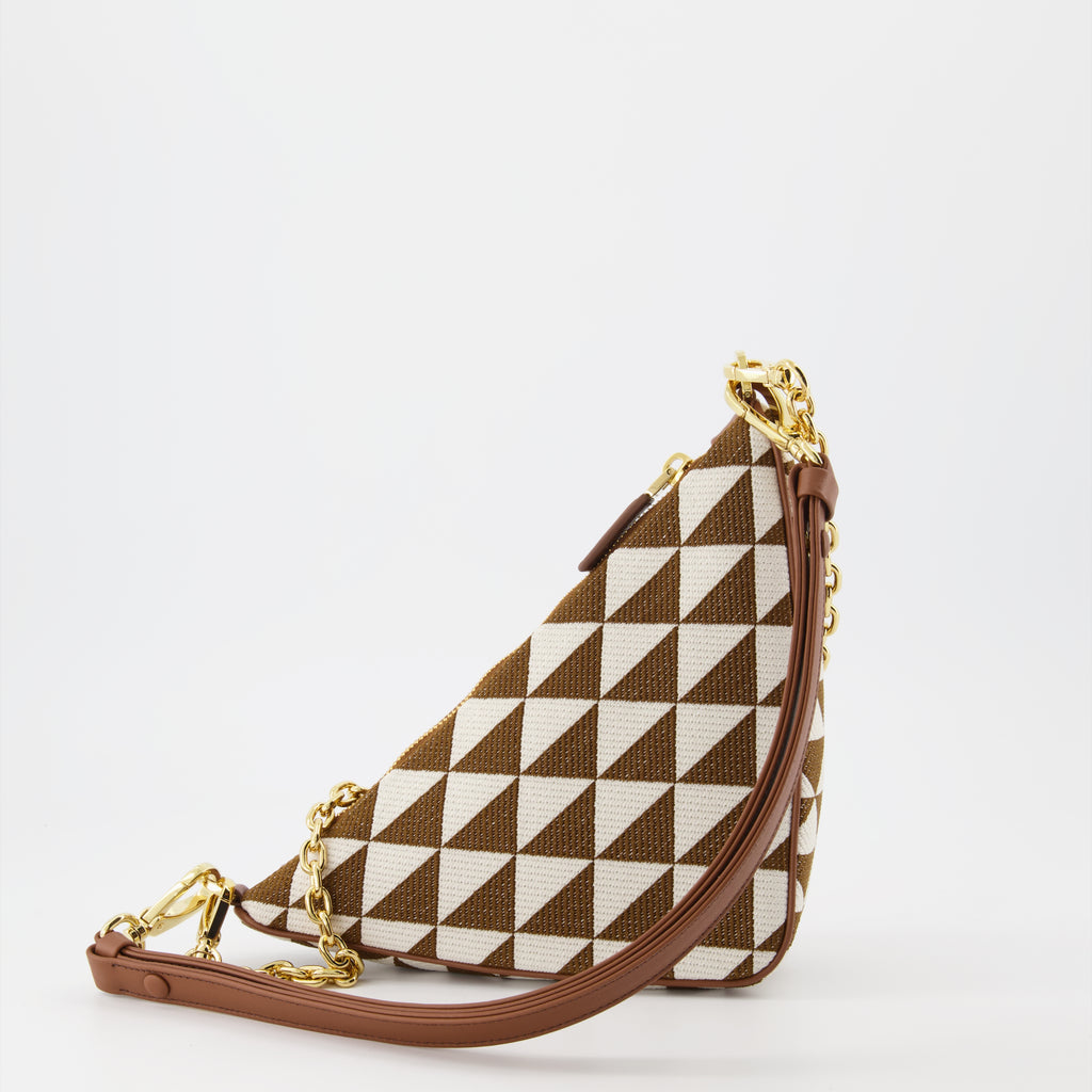 Mini sac en jacquard brodé noir beige