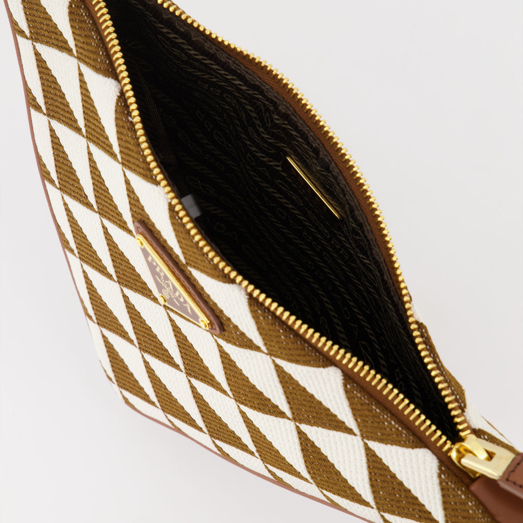 Mini sac en jacquard brodé noir beige