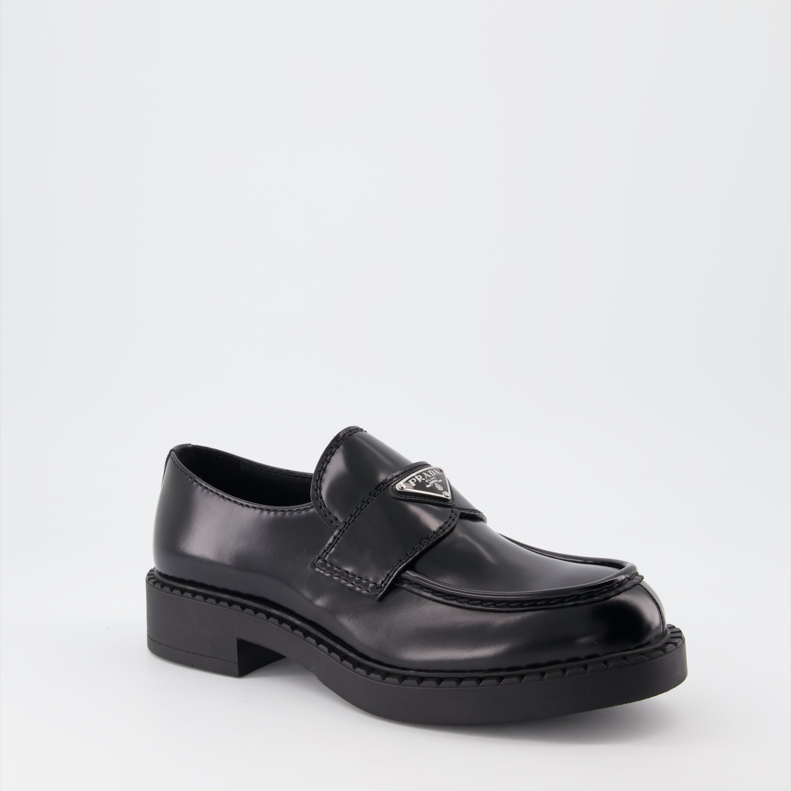 Loafers Leather moccasins Prada Black Man