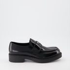 Loafers Leather moccasins Prada Black Man