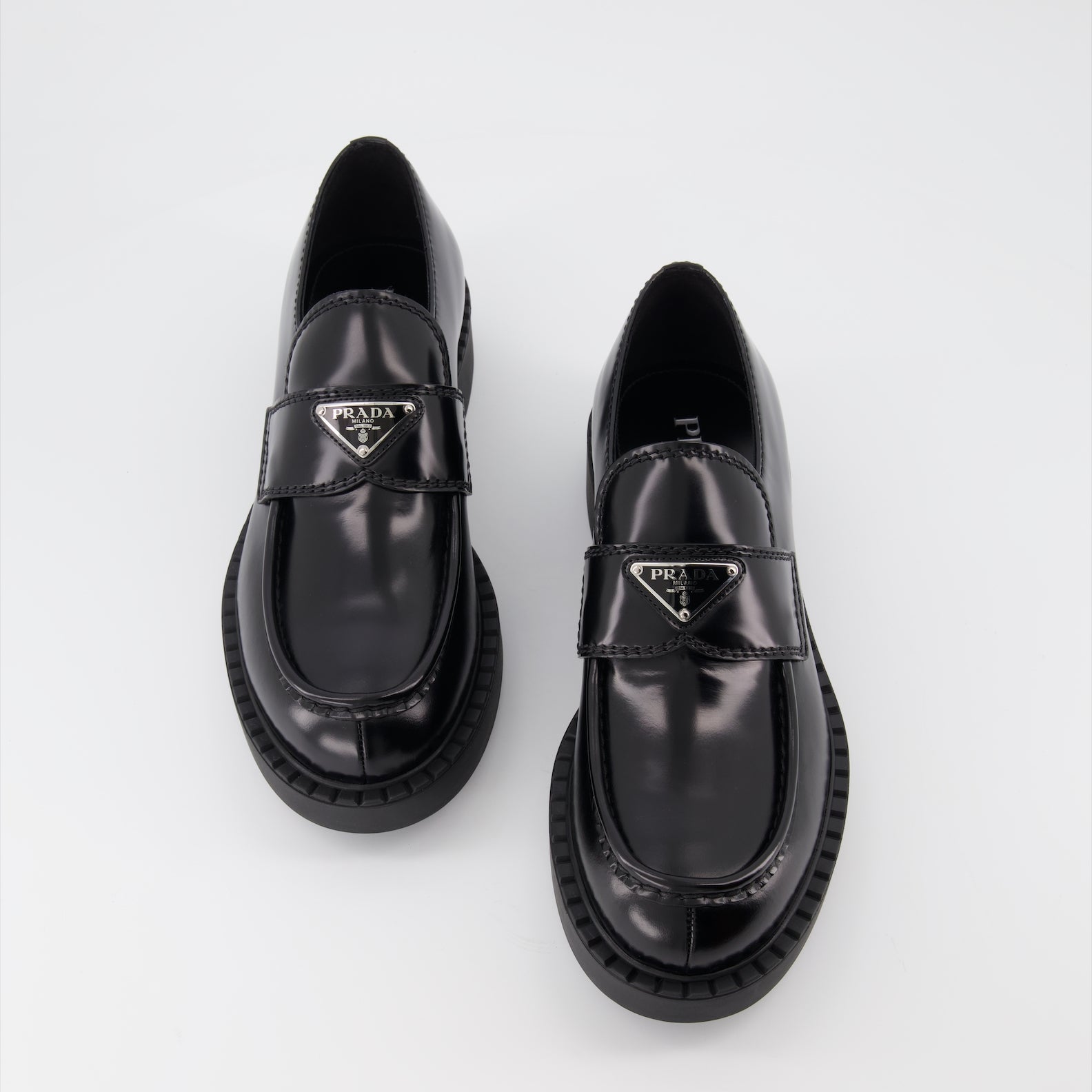 Loafers Leather moccasins Prada Black Man