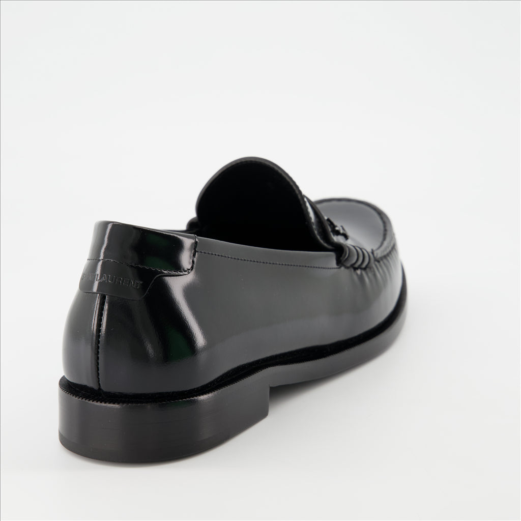 Loafers Leather moccasins Saint Laurent Black Man