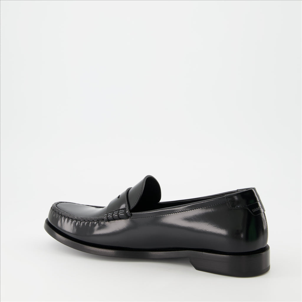 Loafers Leather moccasins Saint Laurent Black Man