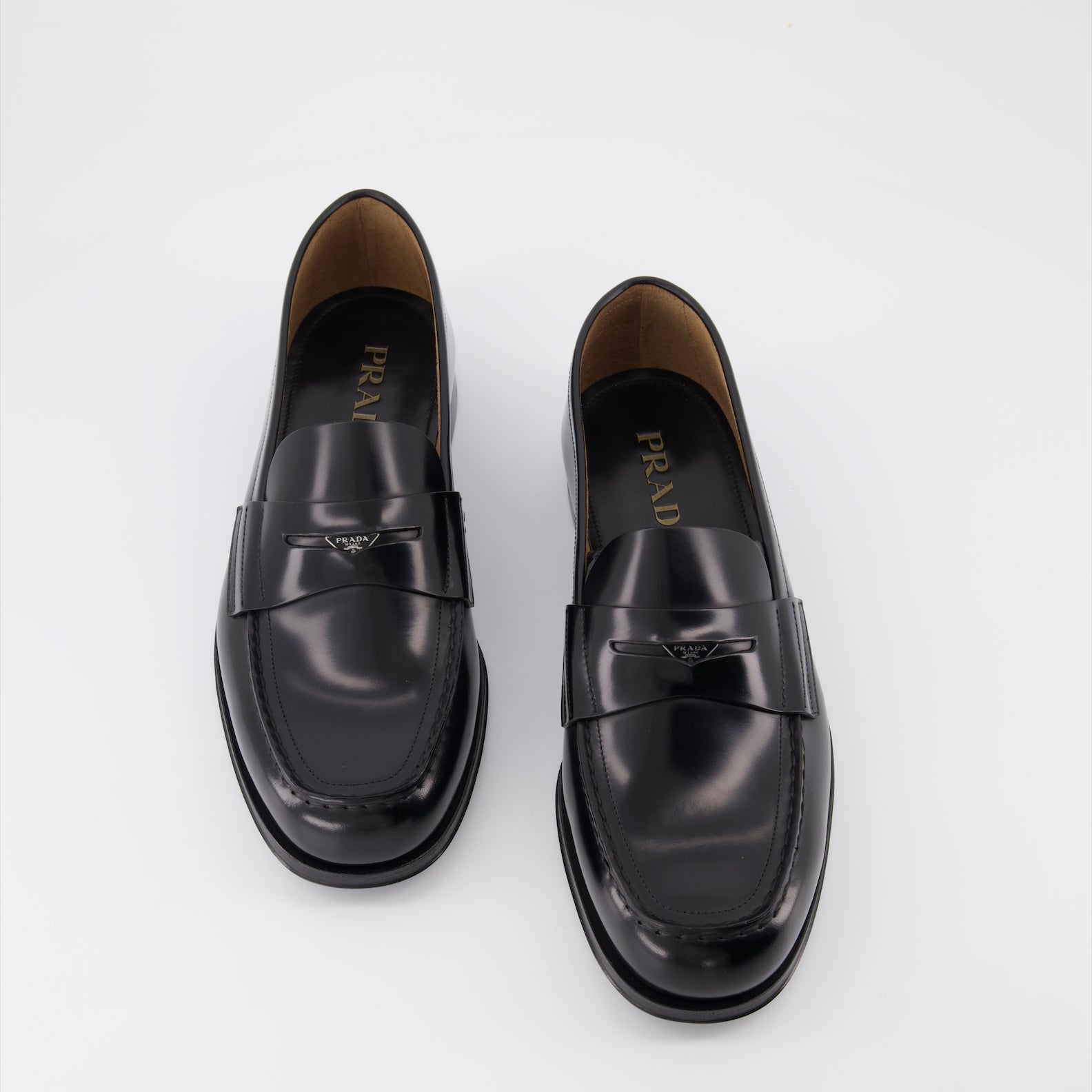 Loafers Leather moccasins Prada Black Man