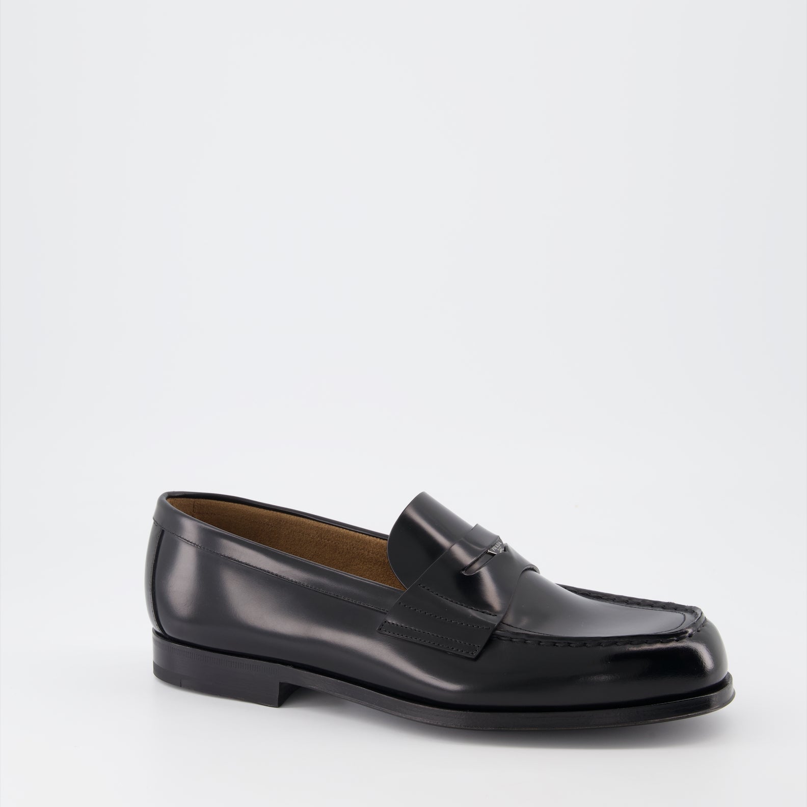 Loafers Leather moccasins Prada Black Man