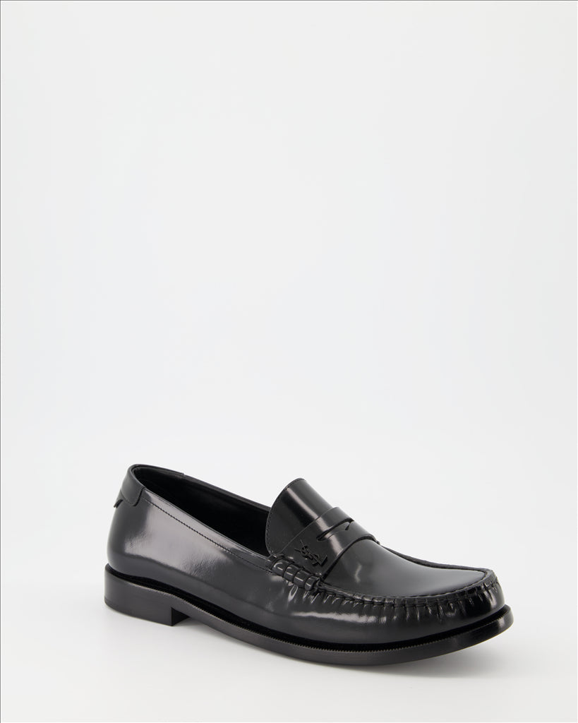 Loafers Leather moccasins Saint Laurent Black Man