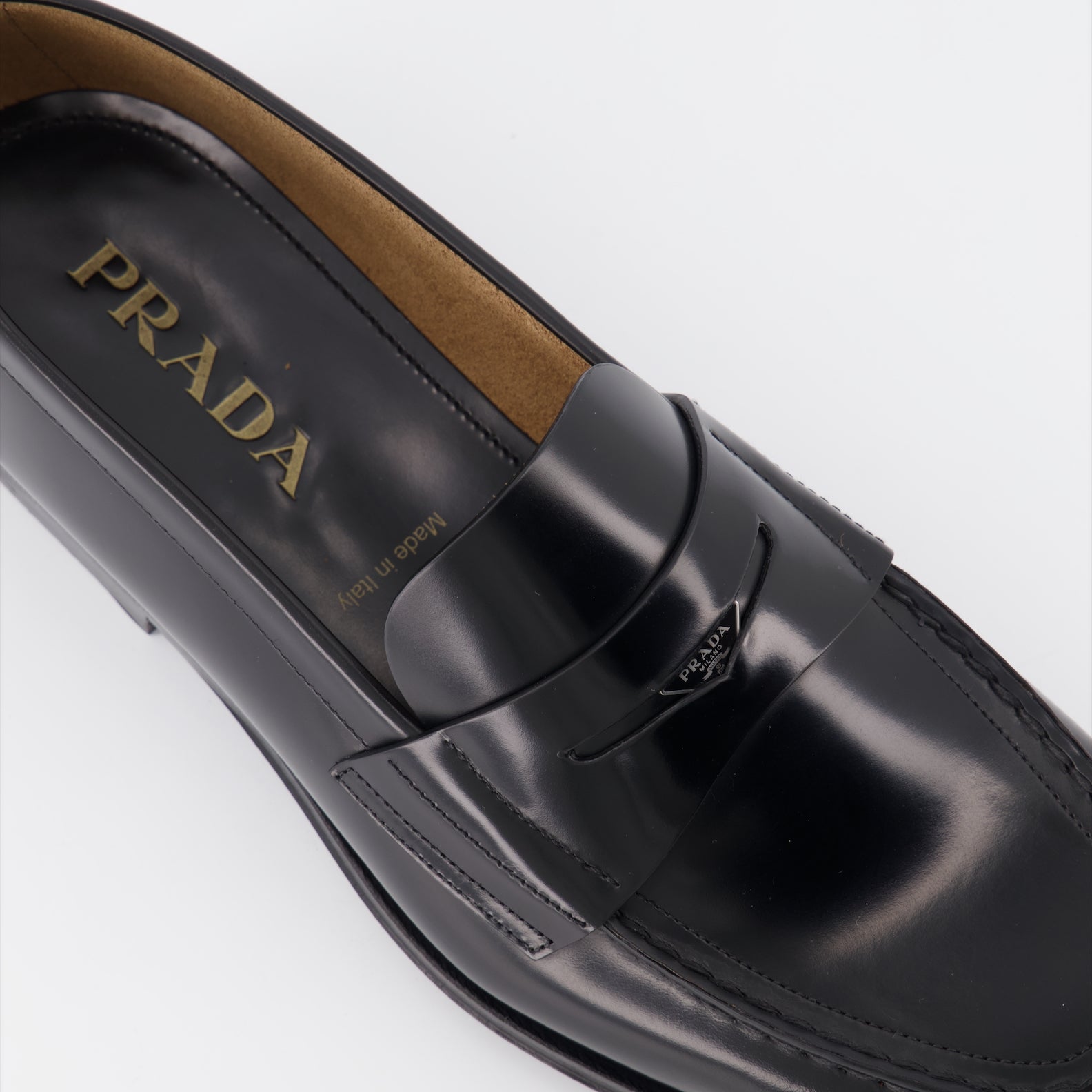 Loafers Leather moccasins Prada Black Man