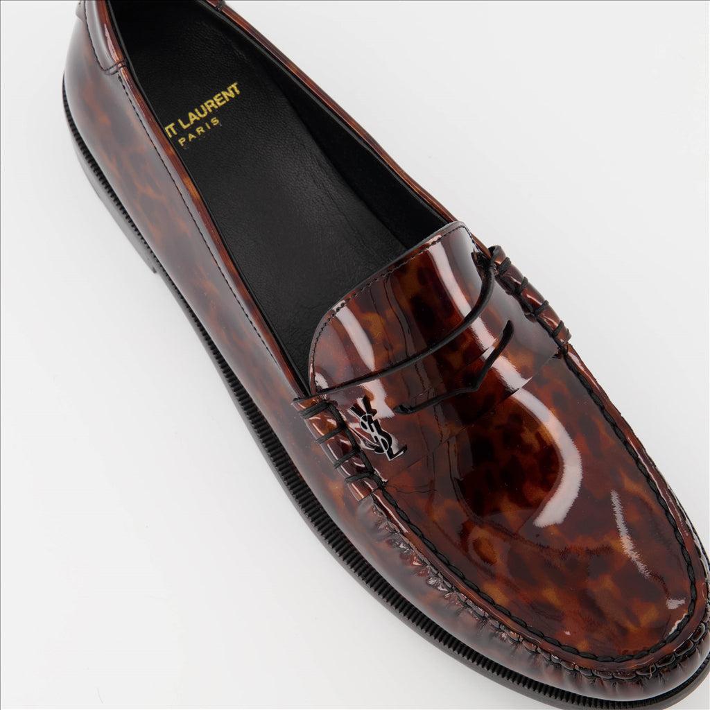Loafers Tortoiseshell print loafers Saint Laurent Brown Man