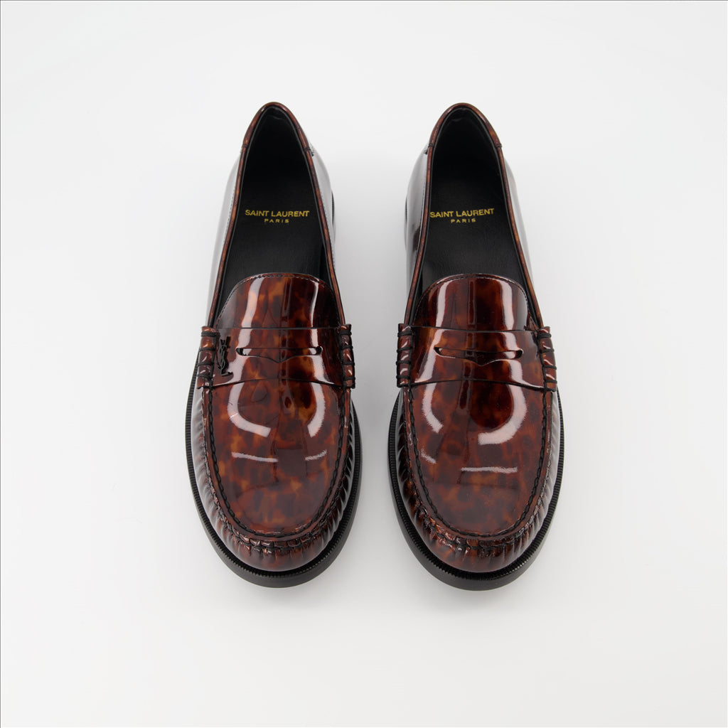 Loafers Tortoiseshell print loafers Saint Laurent Brown Man