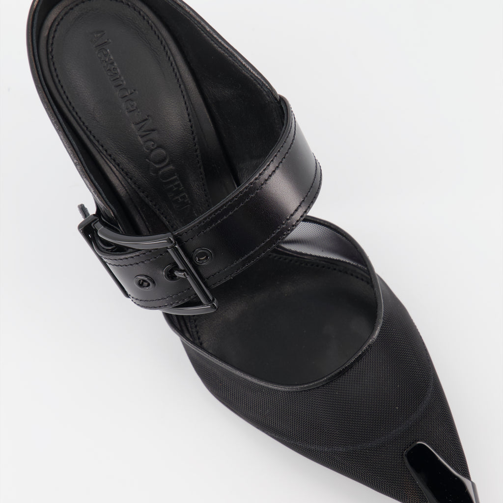 Mules à boucle Punk à bride noirs