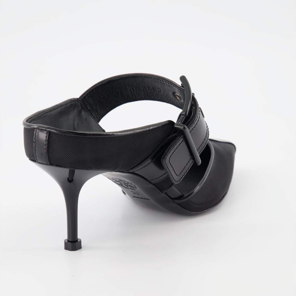 Mules à boucle Punk à bride noirs