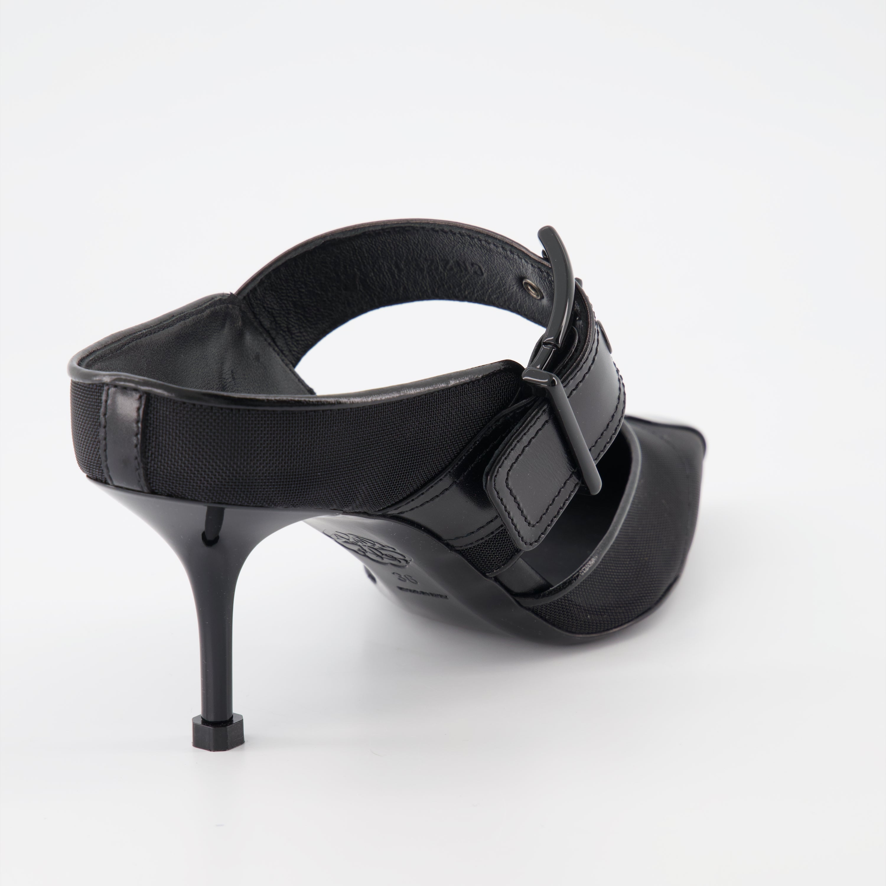 Mules à boucle Punk à bride noirs