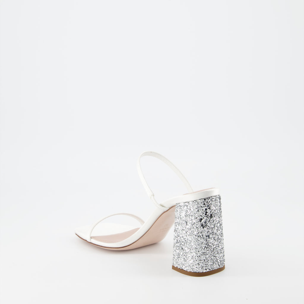 Chaussures ouvertes Mules à paillettes Miu Miu Blanc Femme