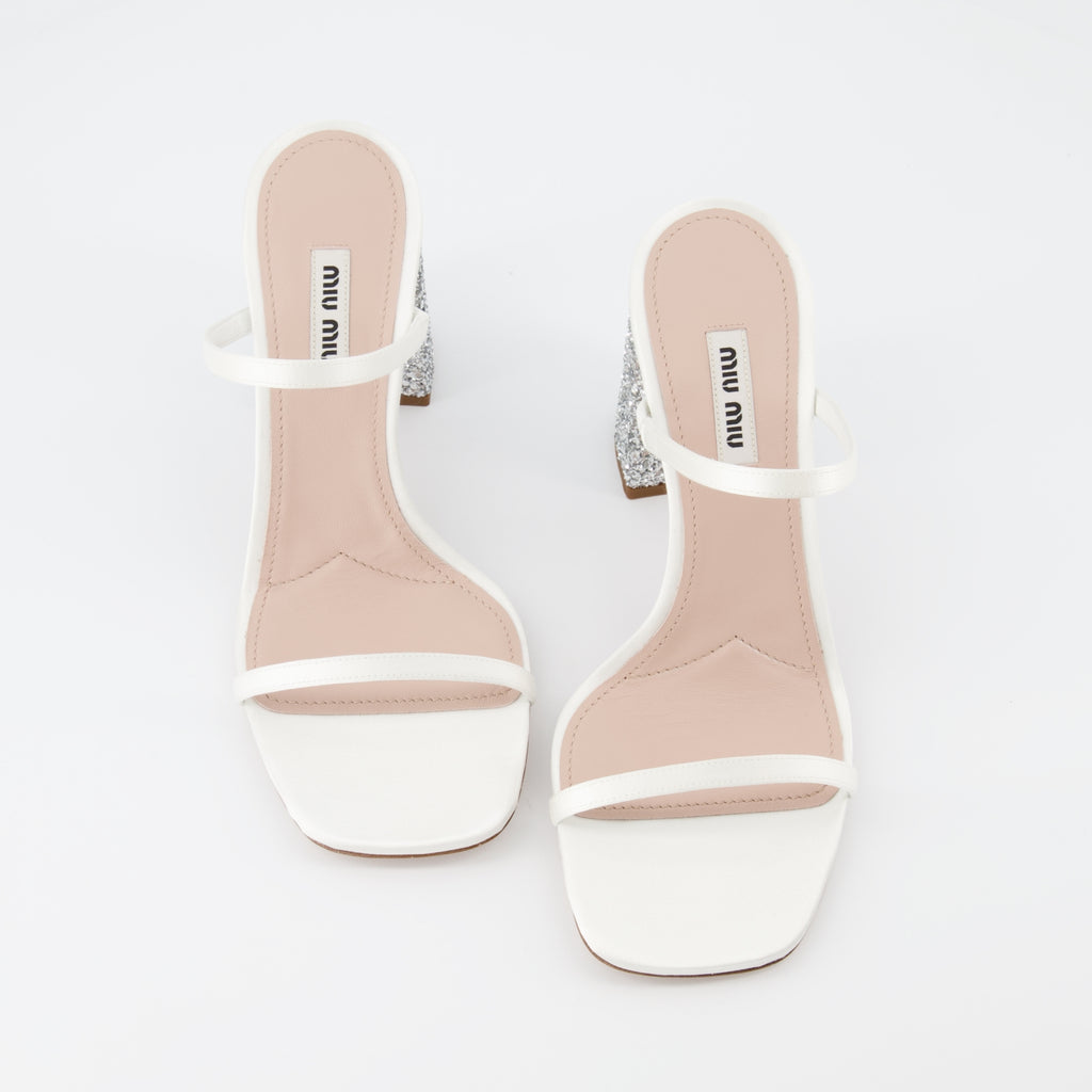 Chaussures ouvertes Mules à paillettes Miu Miu Blanc Femme