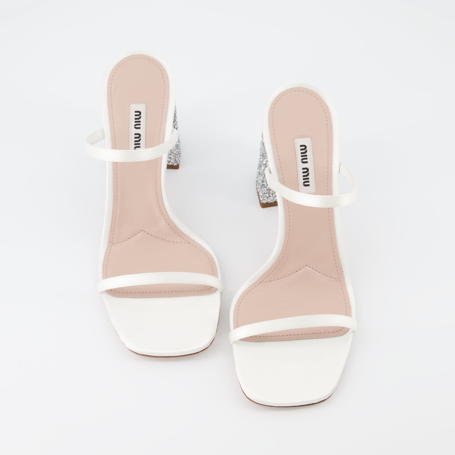 Chaussures ouvertes Mules à paillettes Miu Miu Blanc Femme