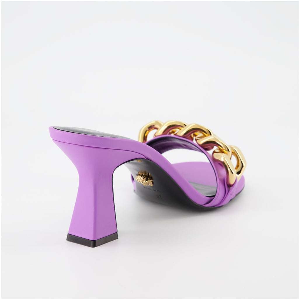Open shoes Chain Mules Versace Purple Women