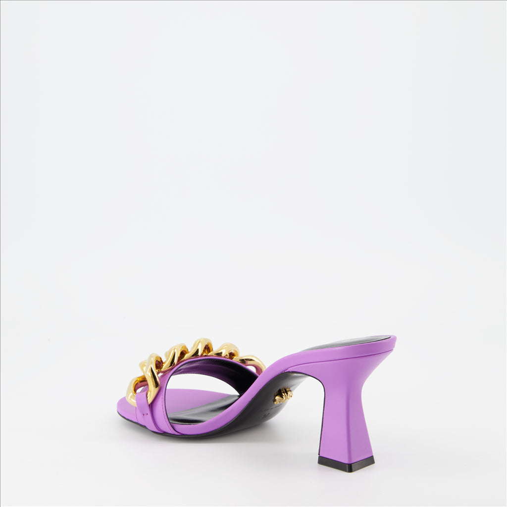 Open shoes Chain Mules Versace Purple Women