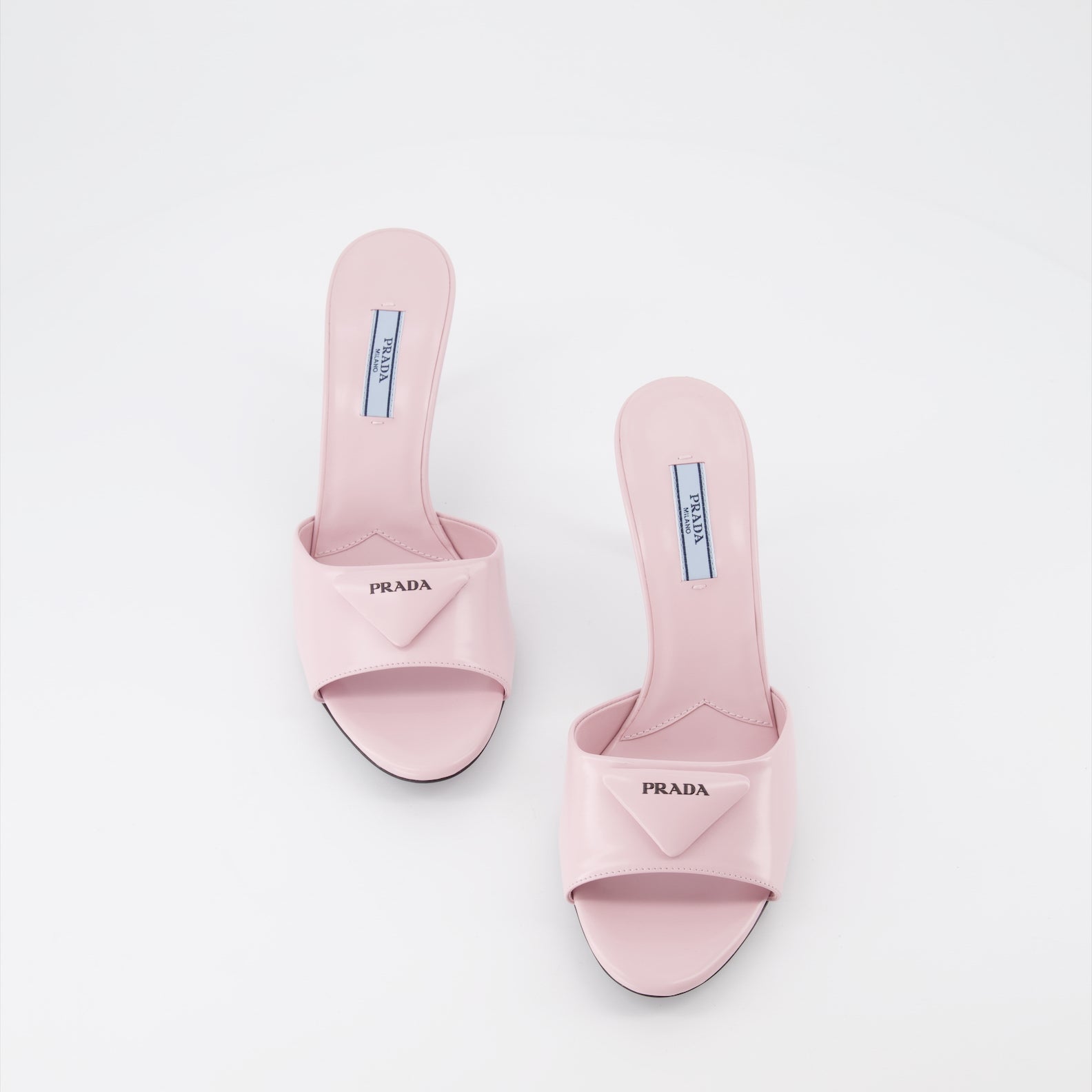 Open shoes Leather mules Prada Pink Women