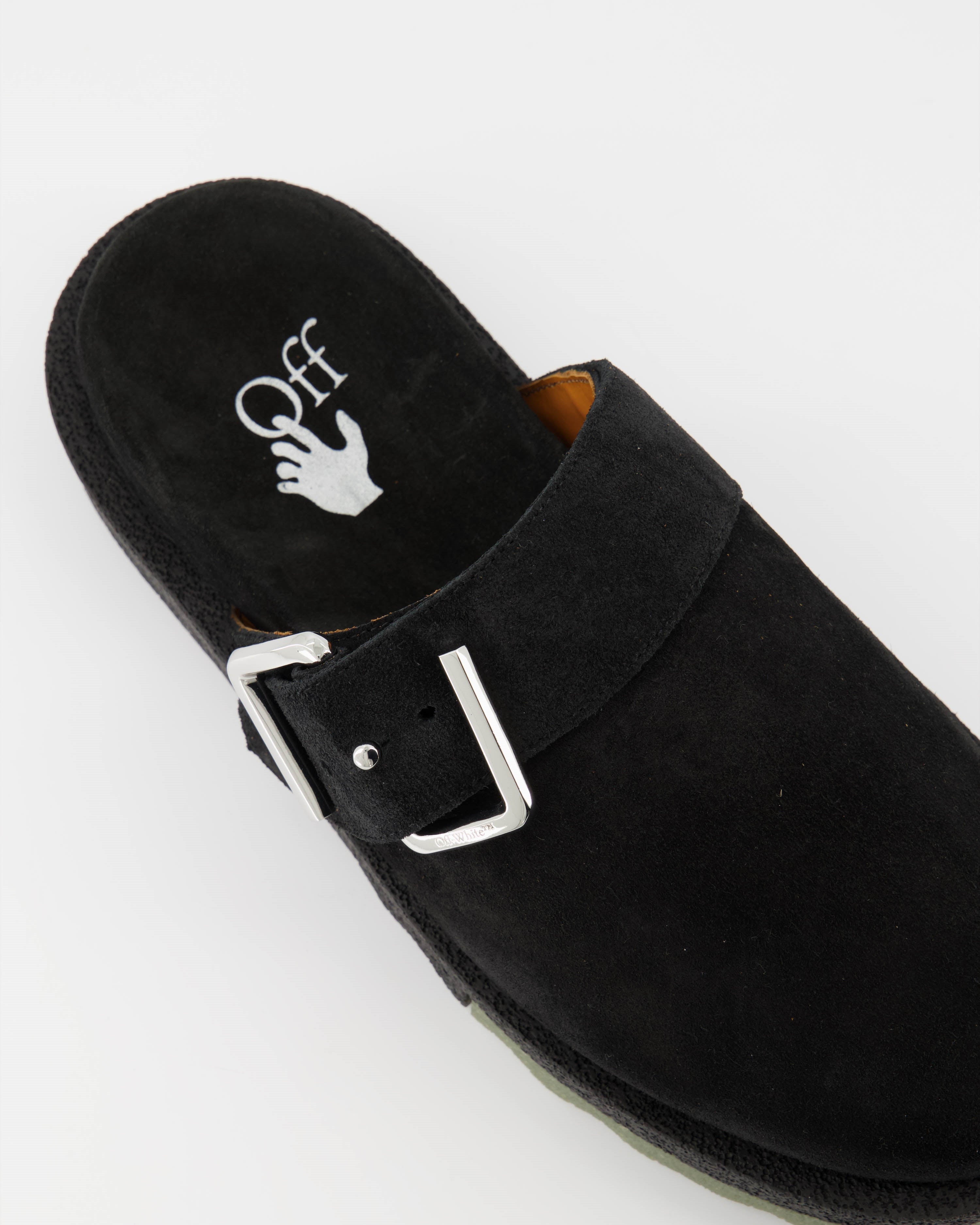 Offene schuhe Mules en daim Off-White Schwarz Homme