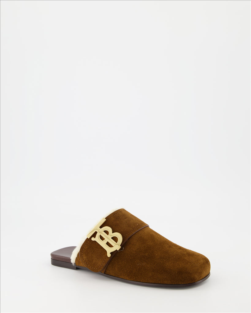 Offene schuhe Mules en daim Burberry Braun Femme