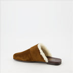 Offene schuhe Mules en daim Burberry Braun Femme