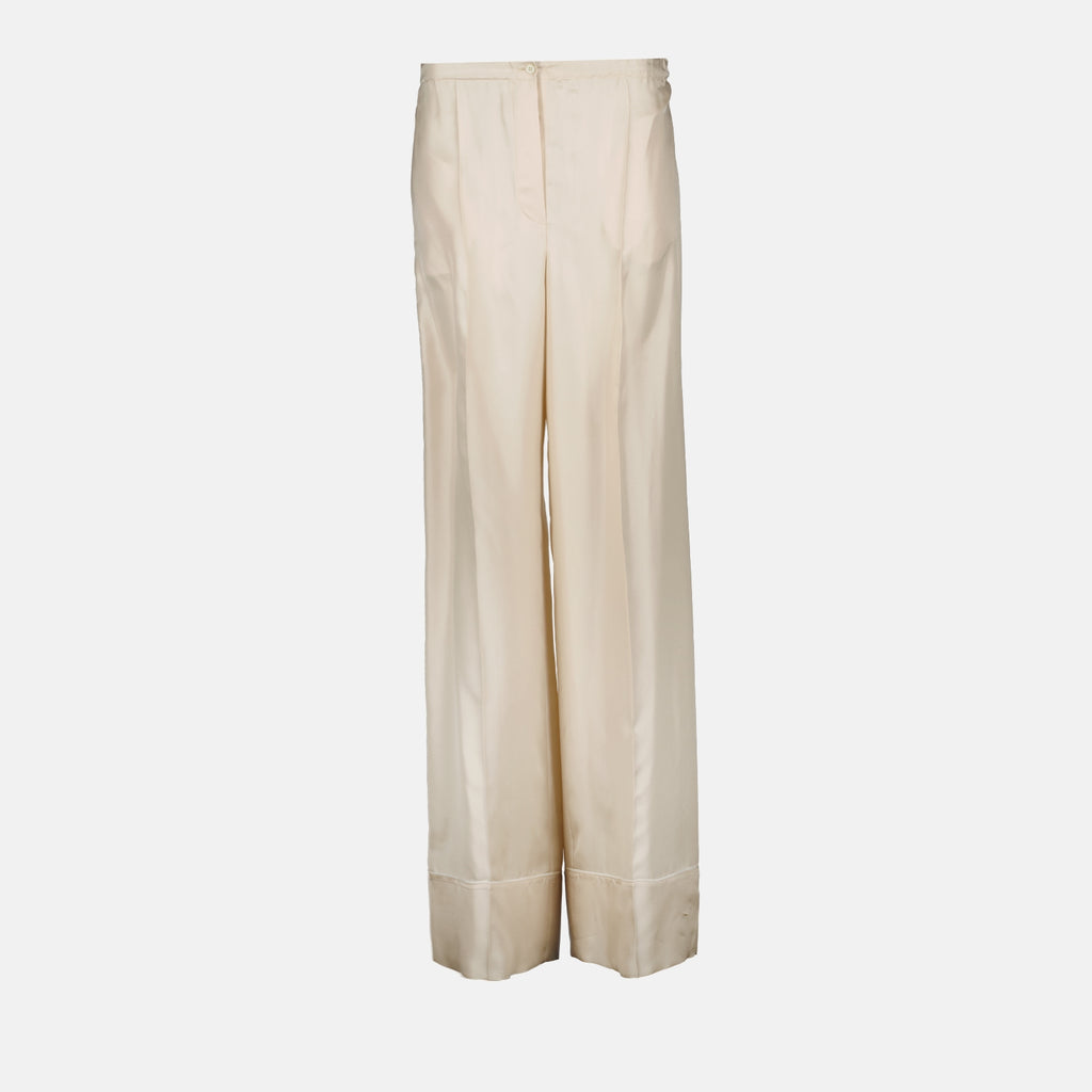 Pantalons Pantalon en soie Prada Beige Femme